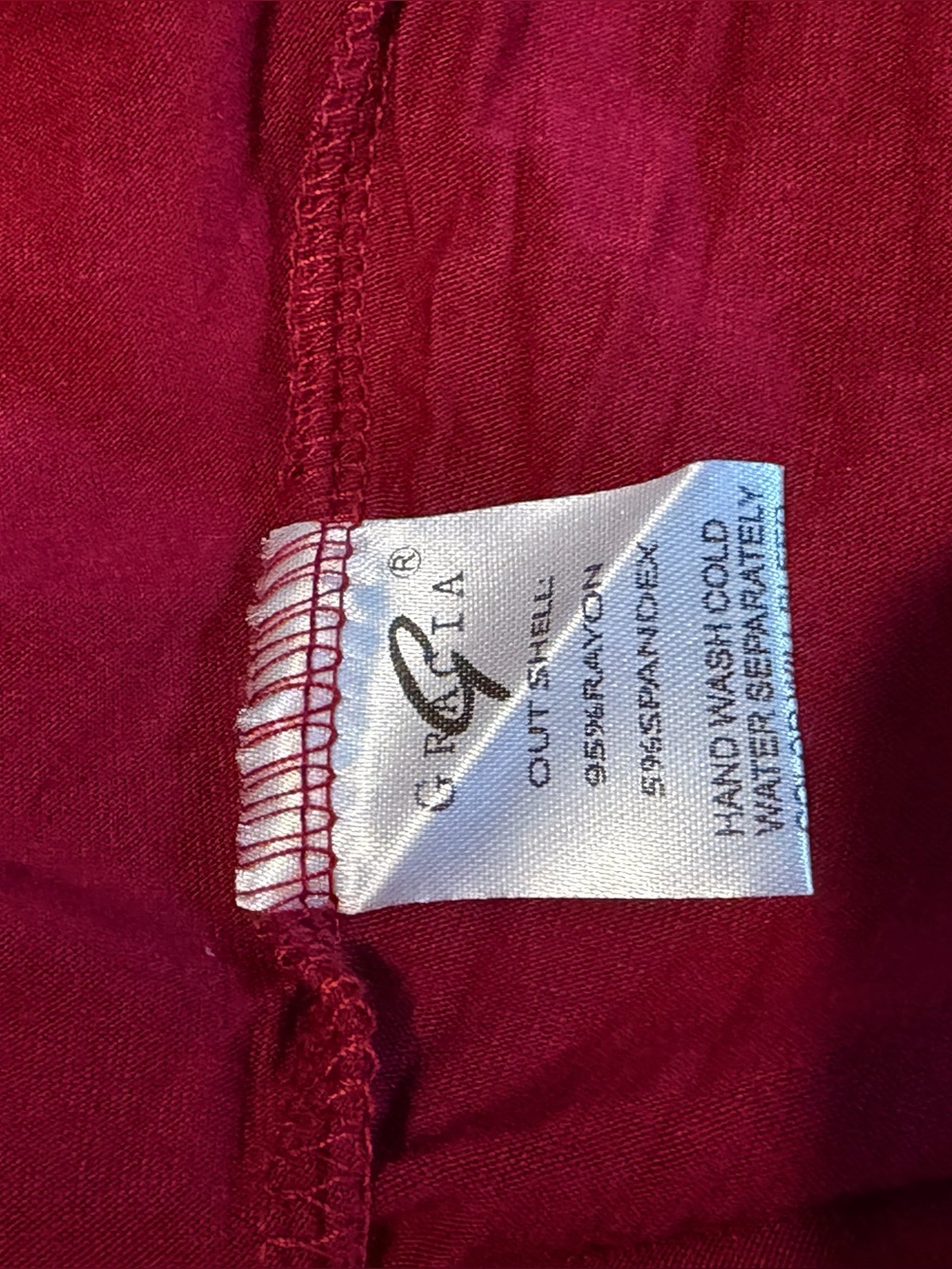 Gracia Burgundy Red Layered Faux Leather Sleeves Modern Maximalist Blouse L NWT - Picture 6 of 6